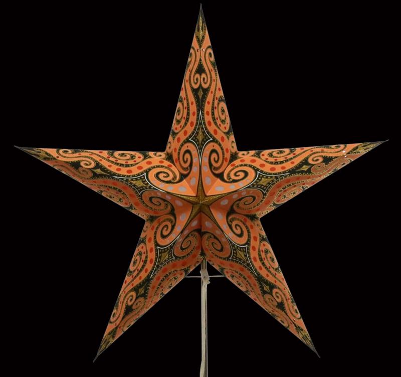 Mandala Glitter Braun /Gold  - Faltbarer Leuchtstern, Weihnachtsstern aus Papier mit 5 Zacken, 60 cm